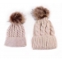 Zimowy zestaw czapek dla dziecka i dla mamy beżowy